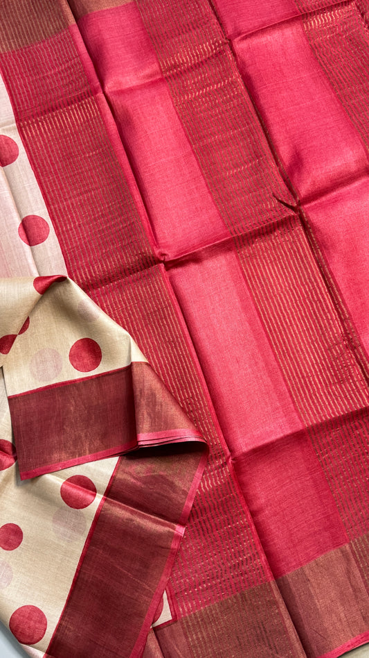 Polka Dots Handloom Pure Tussar Silk Saree