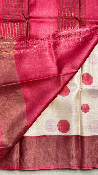 Polka Dots Handloom Pure Tussar Silk Saree