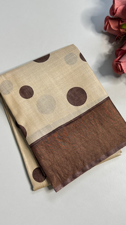 Polka Dots Handloom Pure Tussar Silk Saree
