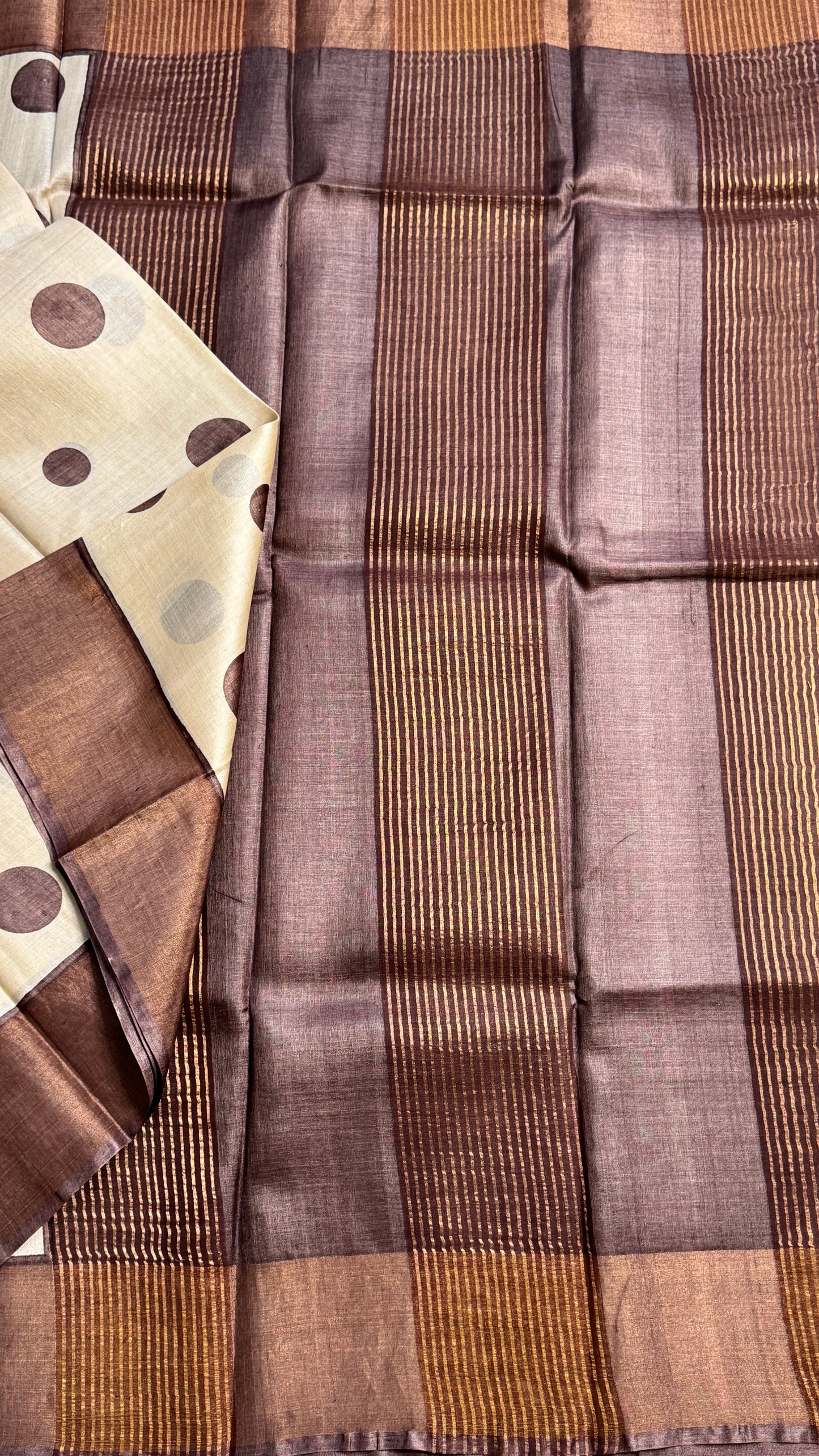Polka Dots Handloom Pure Tussar Silk Saree