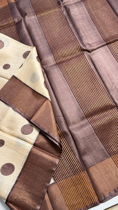 Polka Dots Handloom Pure Tussar Silk Saree