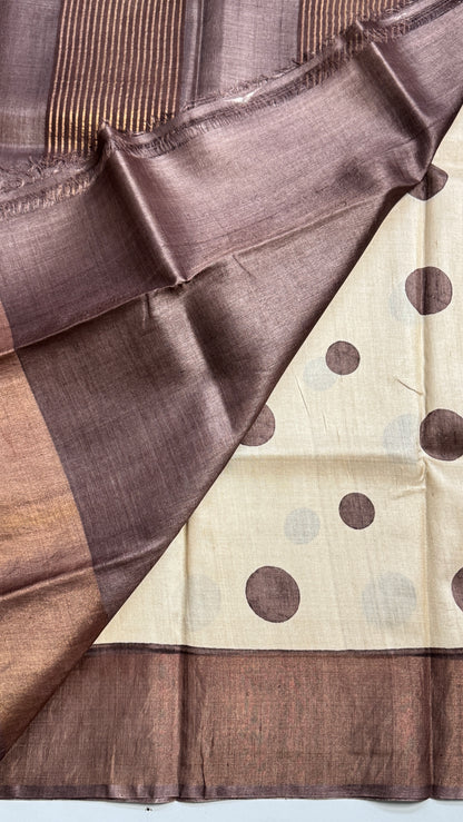 Polka Dots Handloom Pure Tussar Silk Saree