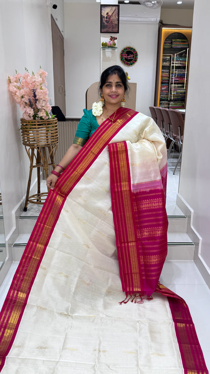 Butta Pure Silk Cotton Saree with Korvai Border