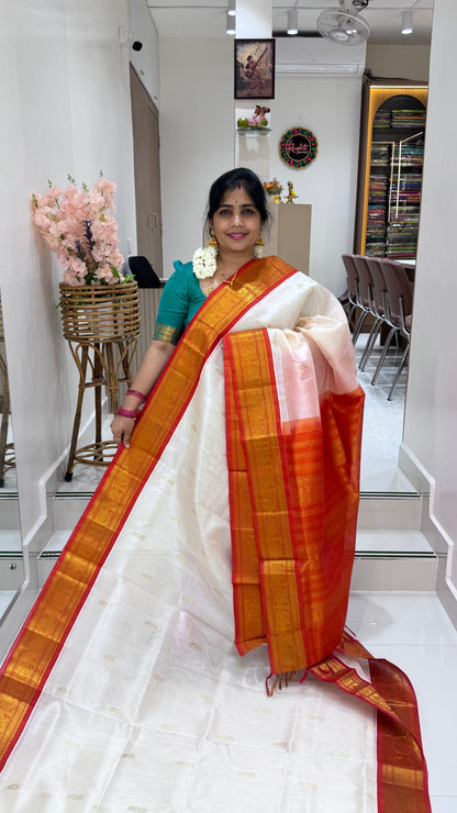 Butta Pure Silk Cotton Saree with Korvai Border