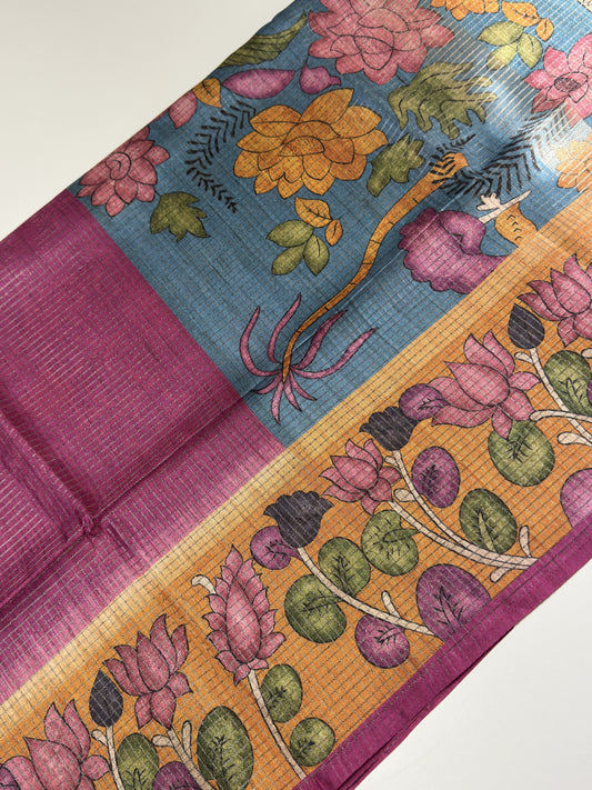 Semi Tussar Checks Saree