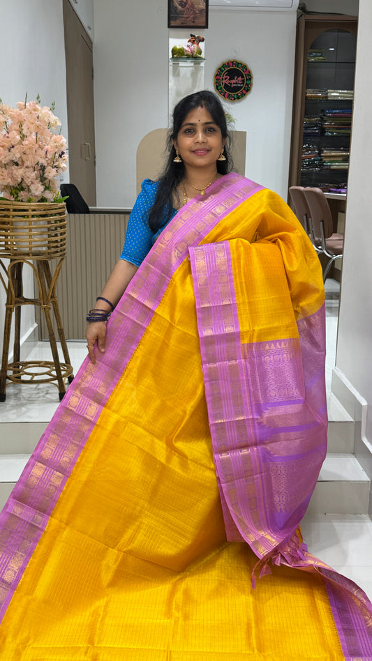 Zari Checks Pure Silk Cotton Saree with Korvai Border