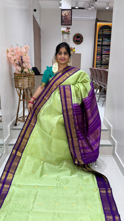 Butta Pure Silk Cotton Saree with Korvai Border