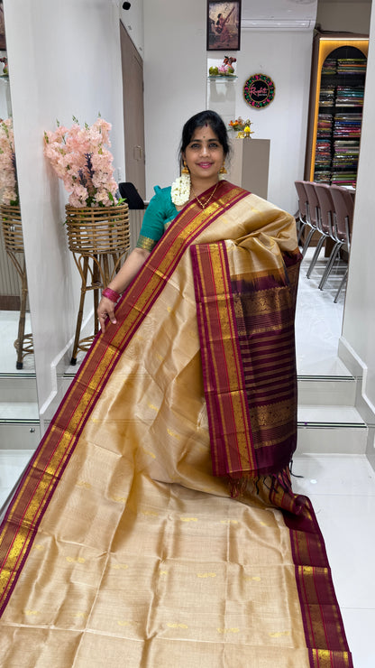 Butta Pure Silk Cotton Saree with Korvai Border