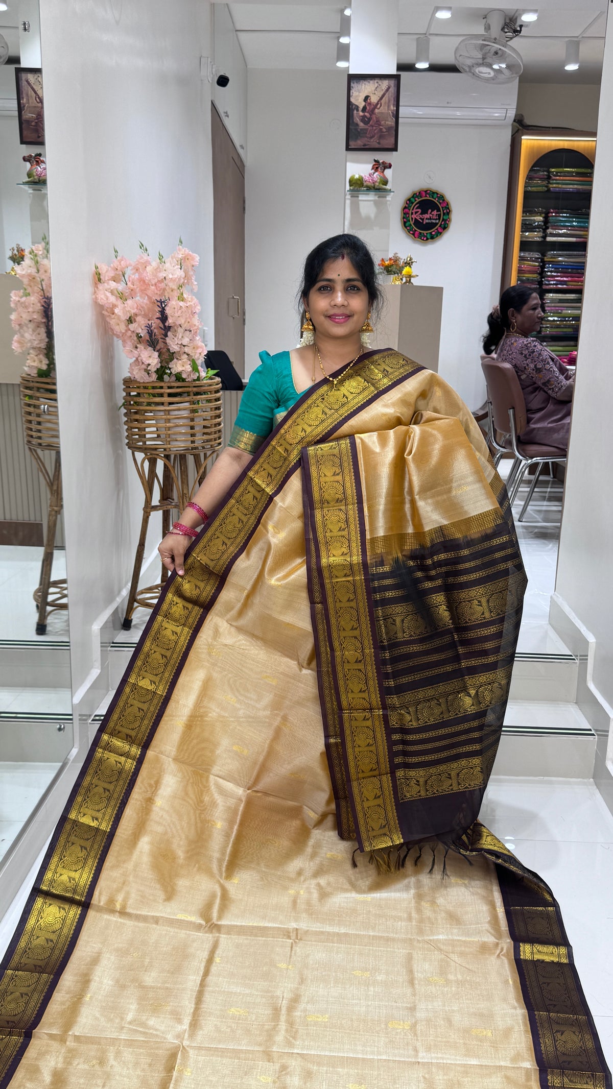 Butta Pure Silk Cotton Saree with Korvai Border