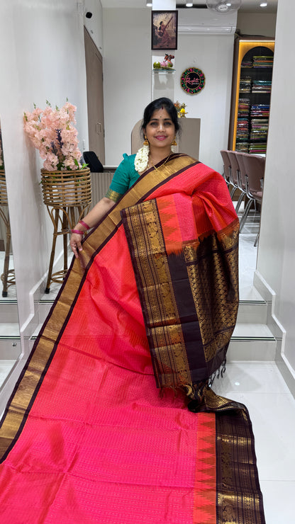 Zari Checks Pure Silk Cotton Saree with Korvai Border