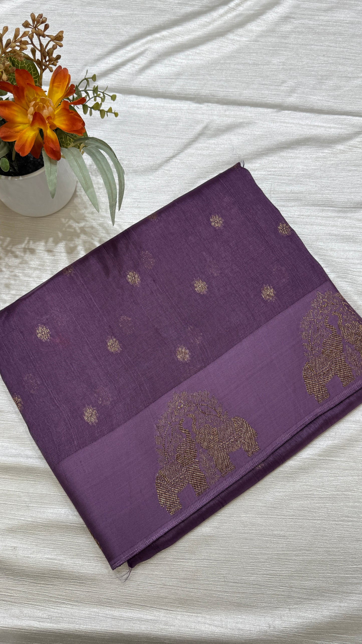 Tussar Georgette Saree with Motifs Embellished Border
