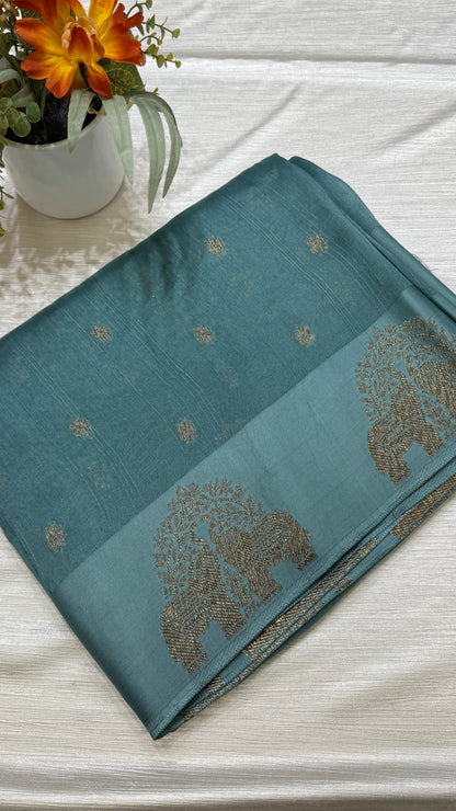 Tussar Georgette Saree with Motifs Embellished Border