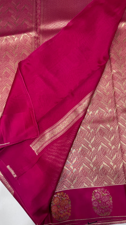 Brocade Banaras Crepe Georgette Saree