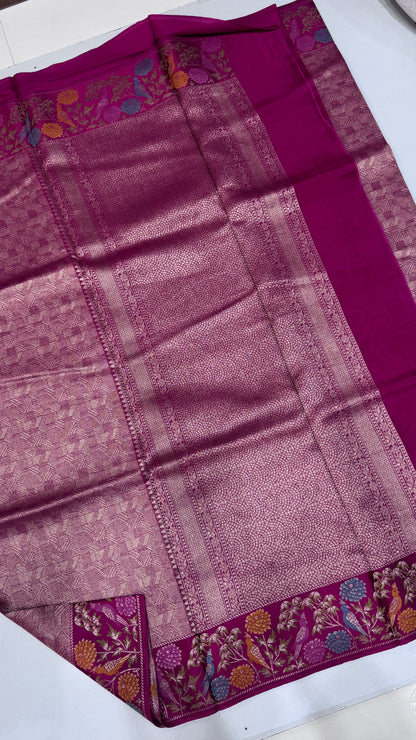 Brocade Banaras Crepe Georgette Saree