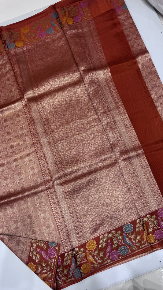Brocade Banaras Crepe Georgette Saree