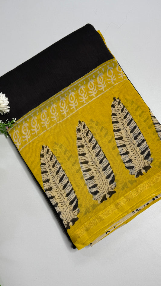 Block Printed Chanderi Silk Saree