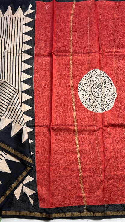 Block Printed Chanderi Silk Saree