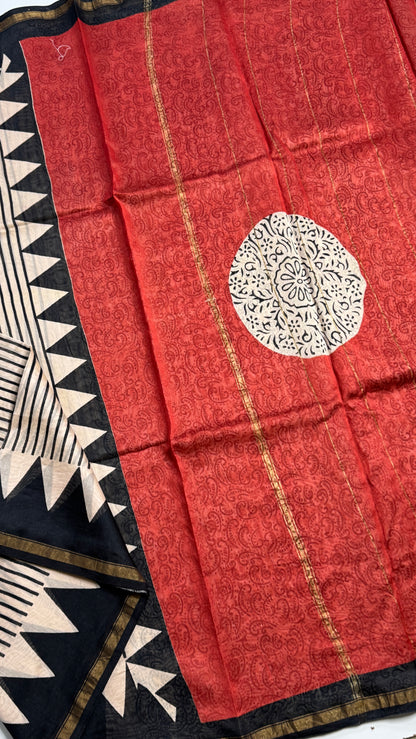 Block Printed Chanderi Silk Saree