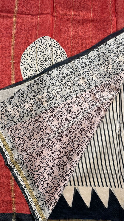 Block Printed Chanderi Silk Saree