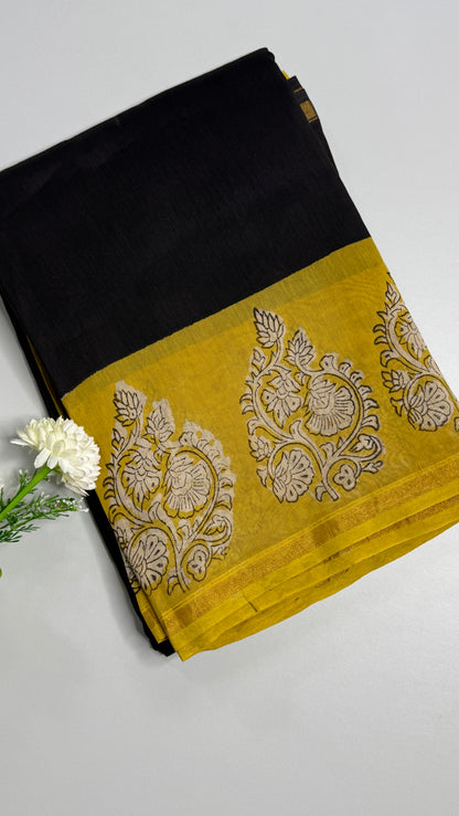 Block Printed Chanderi Silk Saree