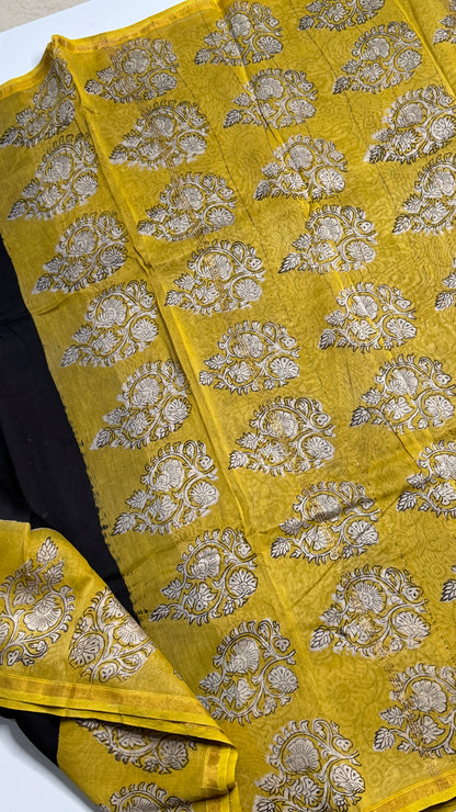 Block Printed Chanderi Silk Saree