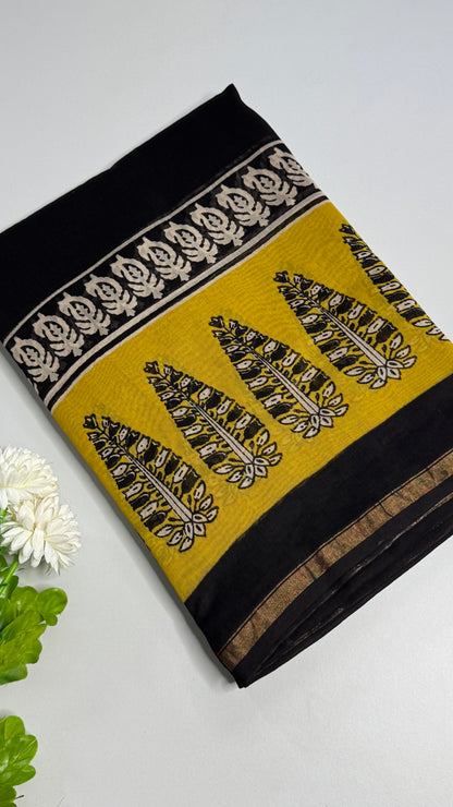 Block Printed Chanderi Silk Saree