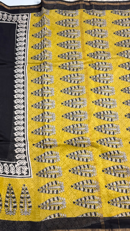 Block Printed Chanderi Silk Saree