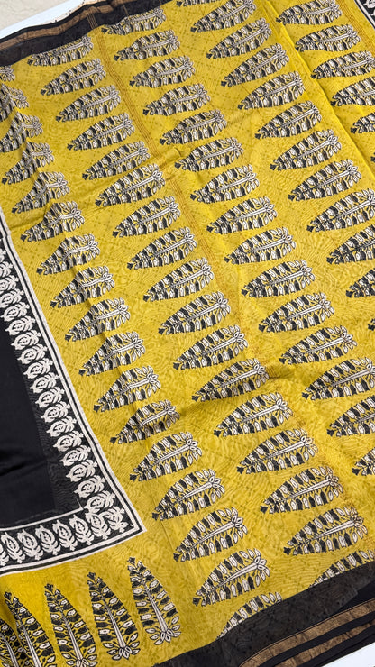 Block Printed Chanderi Silk Saree