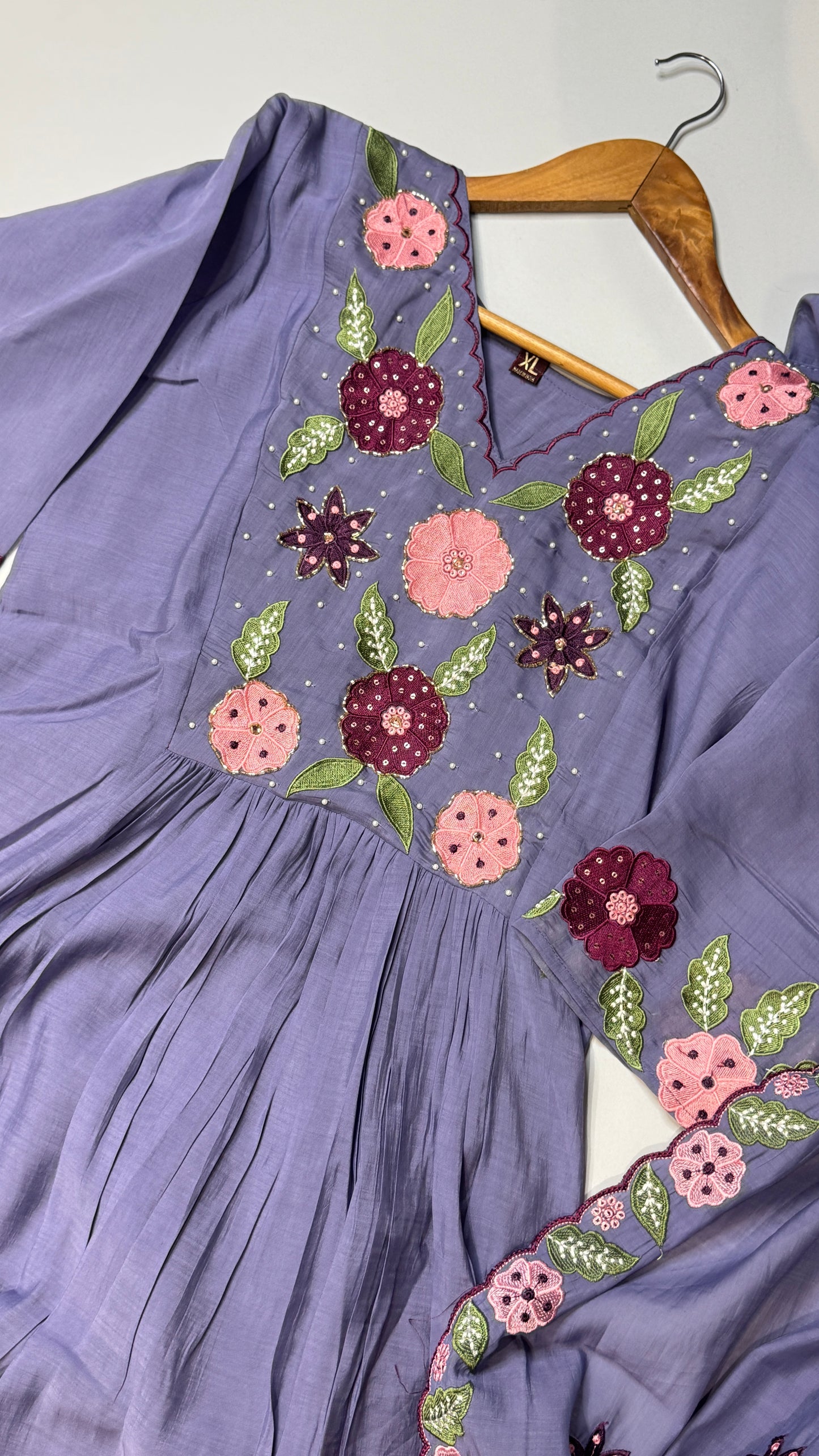 Mul Chanderi 3 Piece Suit with Heavy Embroidery Yoke