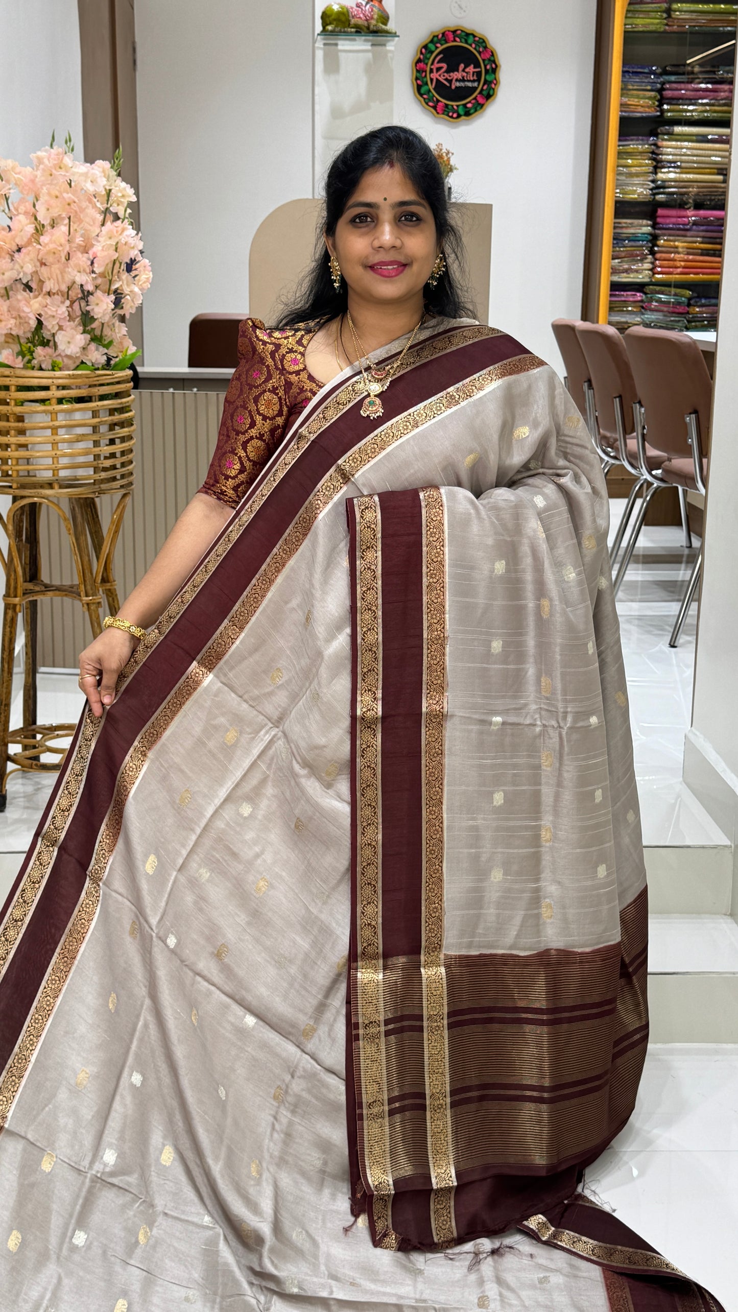 Gap Border Semi Tussar Saree