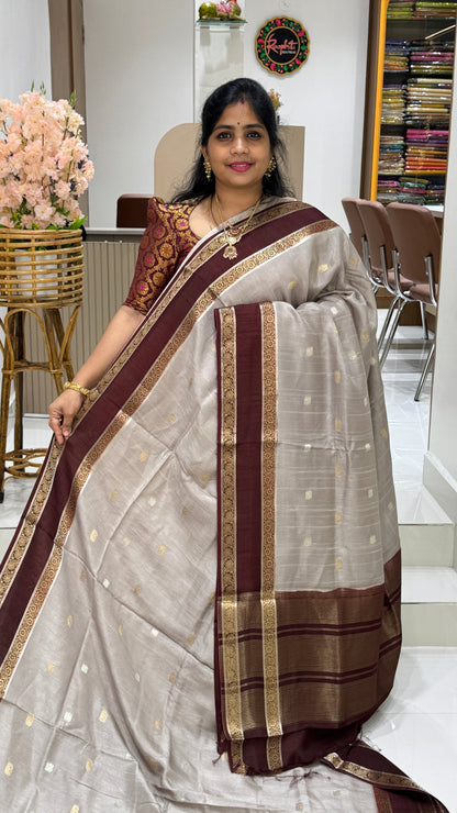 Gap Border Semi Tussar Saree