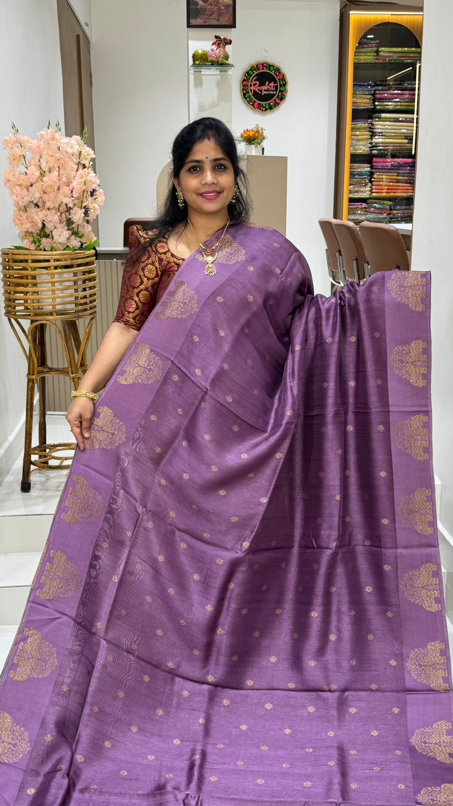 Tussar Georgette Saree with Motifs Embellished Border
