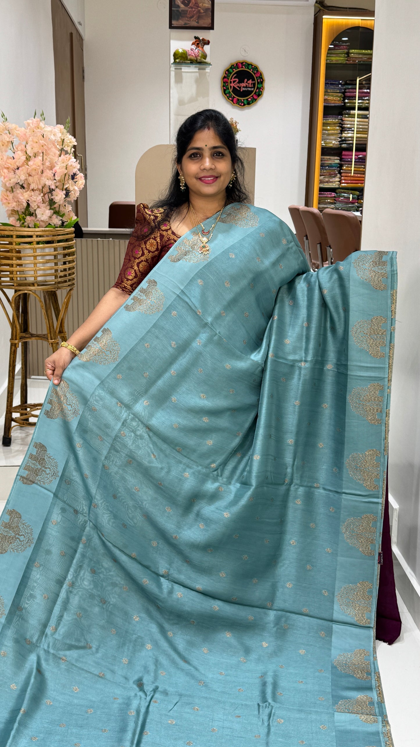 Tussar Georgette Saree with Motifs Embellished Border