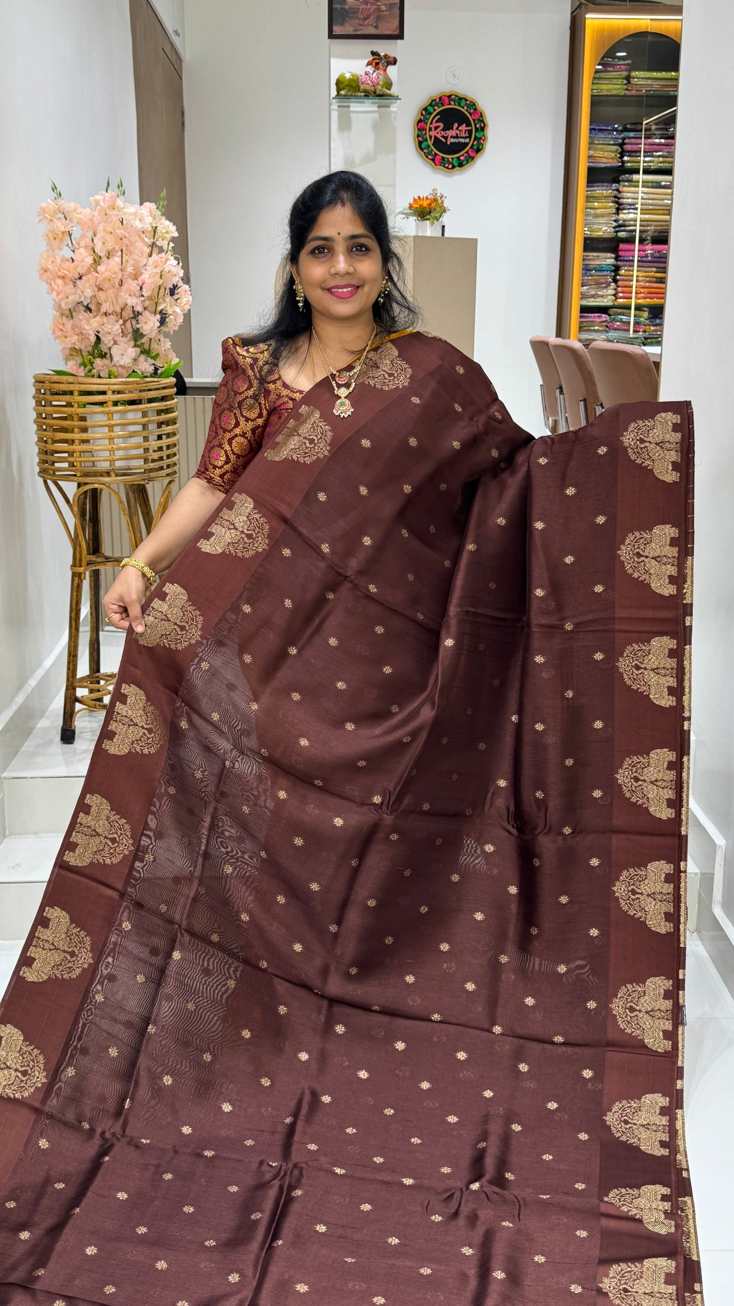Tussar Georgette Saree with Motifs Embellished Border