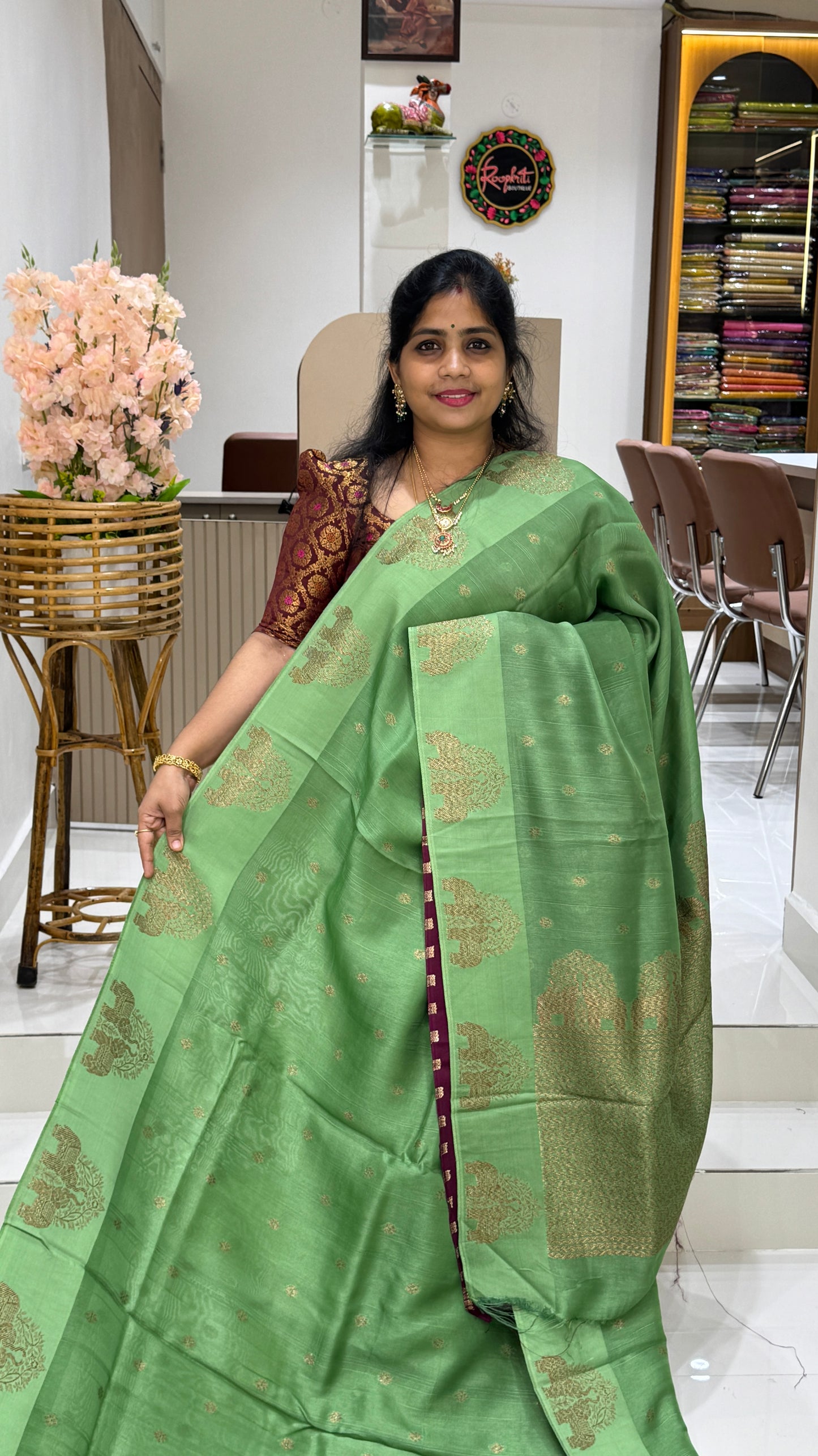 Tussar Georgette Saree with Motifs Embellished Border