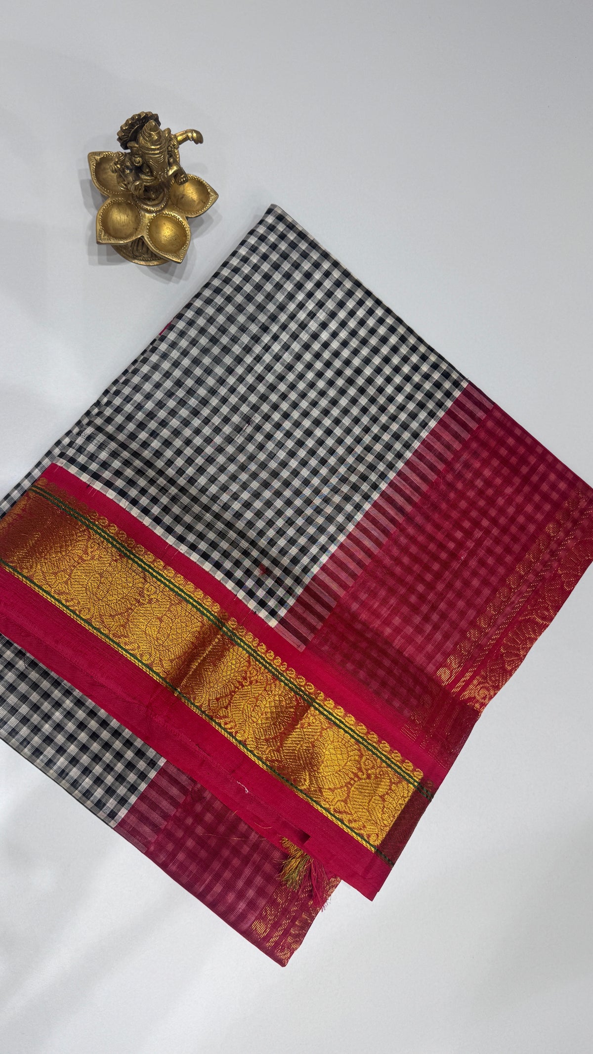 Checks Pure Silk Cotton with Korvai Border