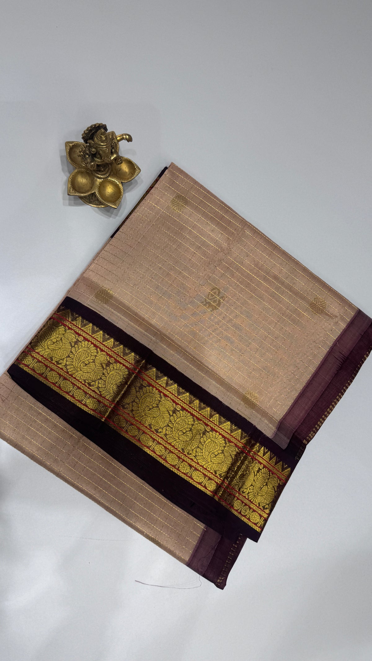 Zari Checks Pure Silk Cotton Saree with Korvai Border
