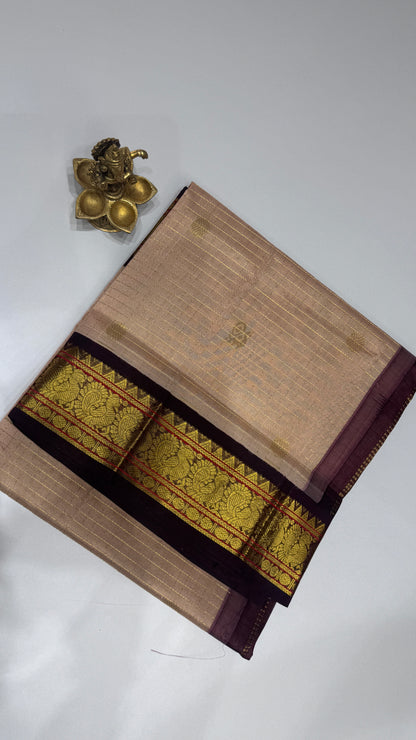 Zari Checks Pure Silk Cotton Saree with Korvai Border