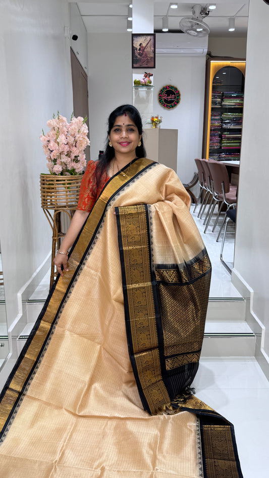 Lakshadeepam Pure Silk Cotton Saree with Korvai Border