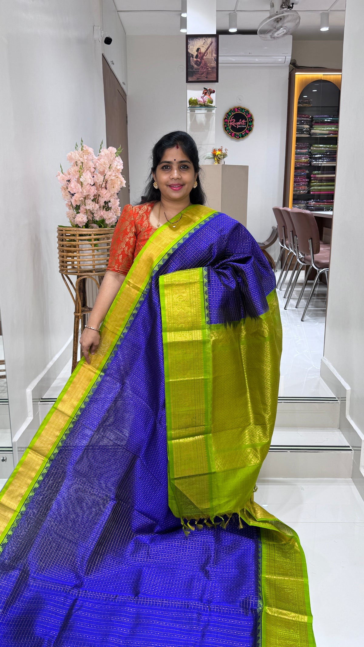 Lakshadeepam Pure Silk Cotton Saree with Korvai Border
