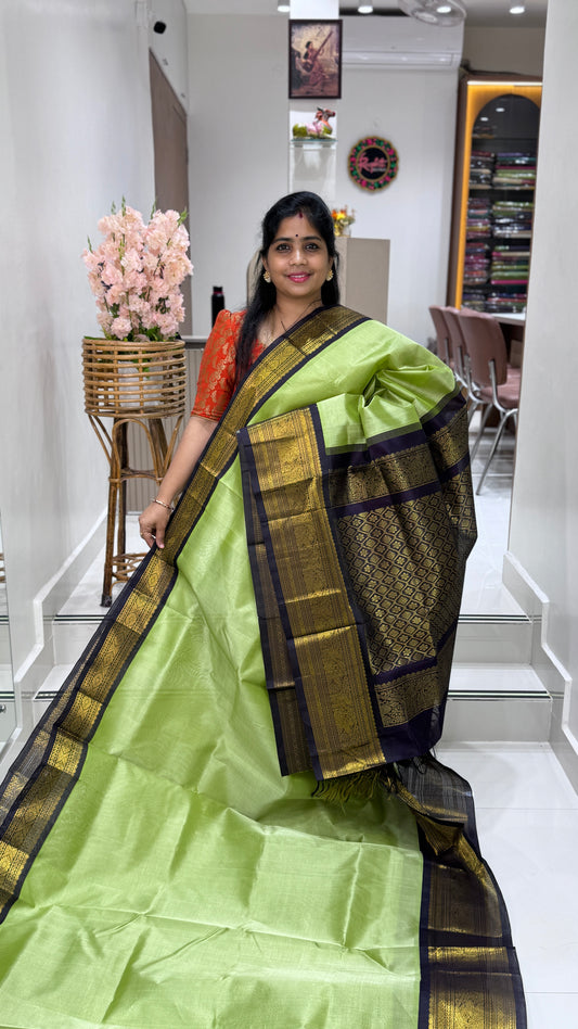 Plain Pure Silk Cotton Saree with Korvai Border