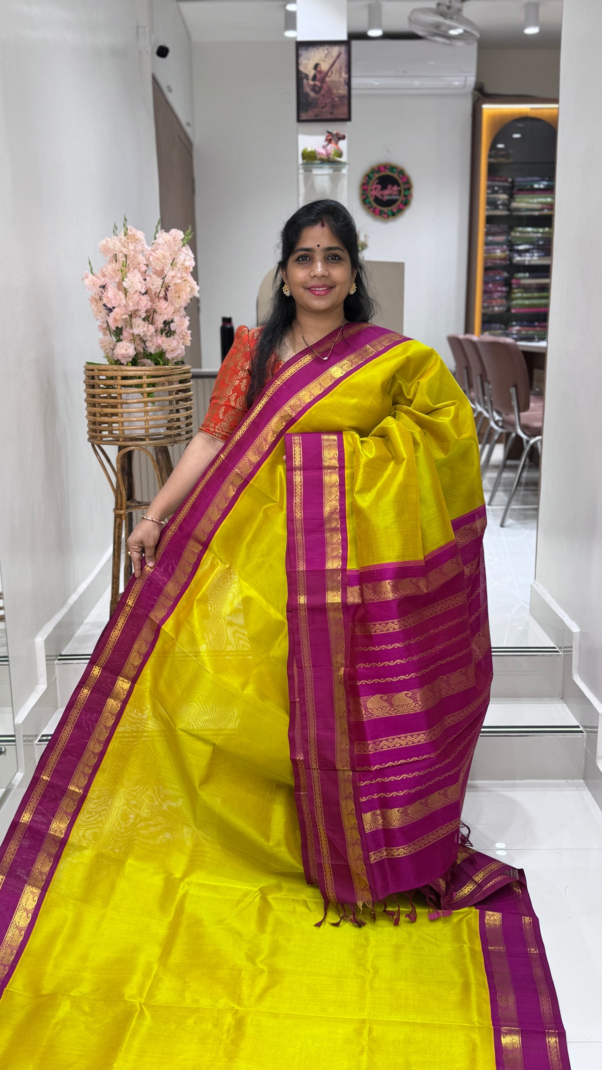 Plain Pure Silk Cotton Saree with Korvai Border