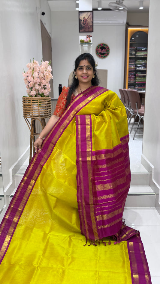 Plain Pure Silk Cotton Saree with Korvai Border