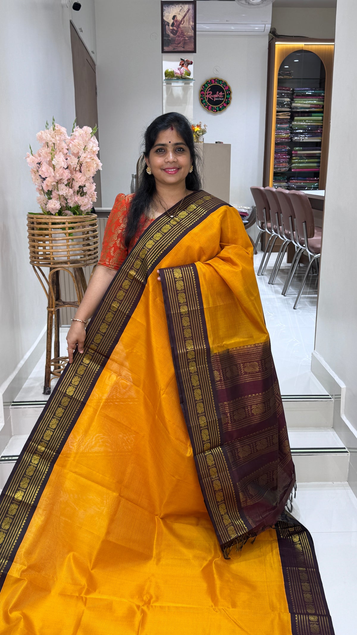 Vairoosi Pure Silk Cotton Saree with Korvai Border