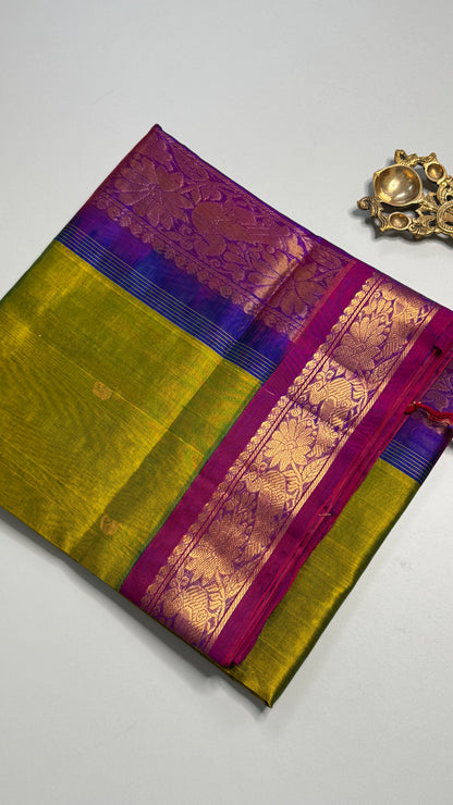 Buttas Pure Silk Cotton Saree with Korvai Borders