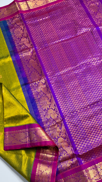 Buttas Pure Silk Cotton Saree with Korvai Borders