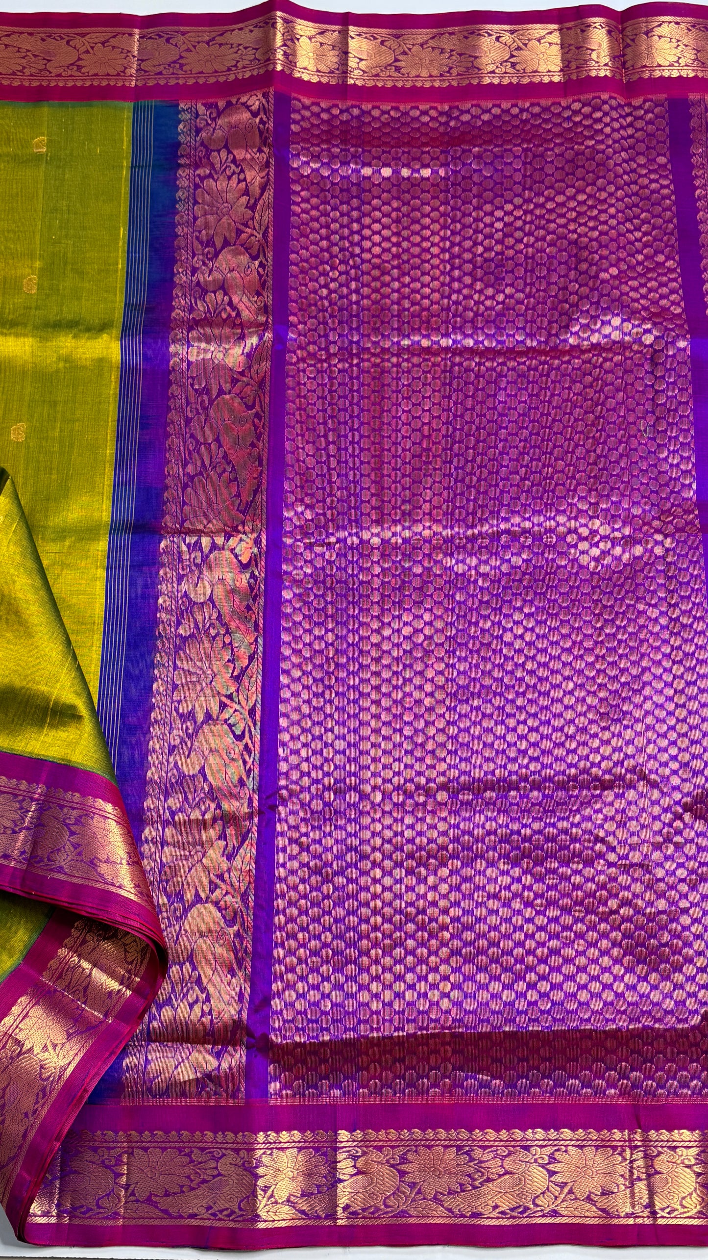 Buttas Pure Silk Cotton Saree with Korvai Borders
