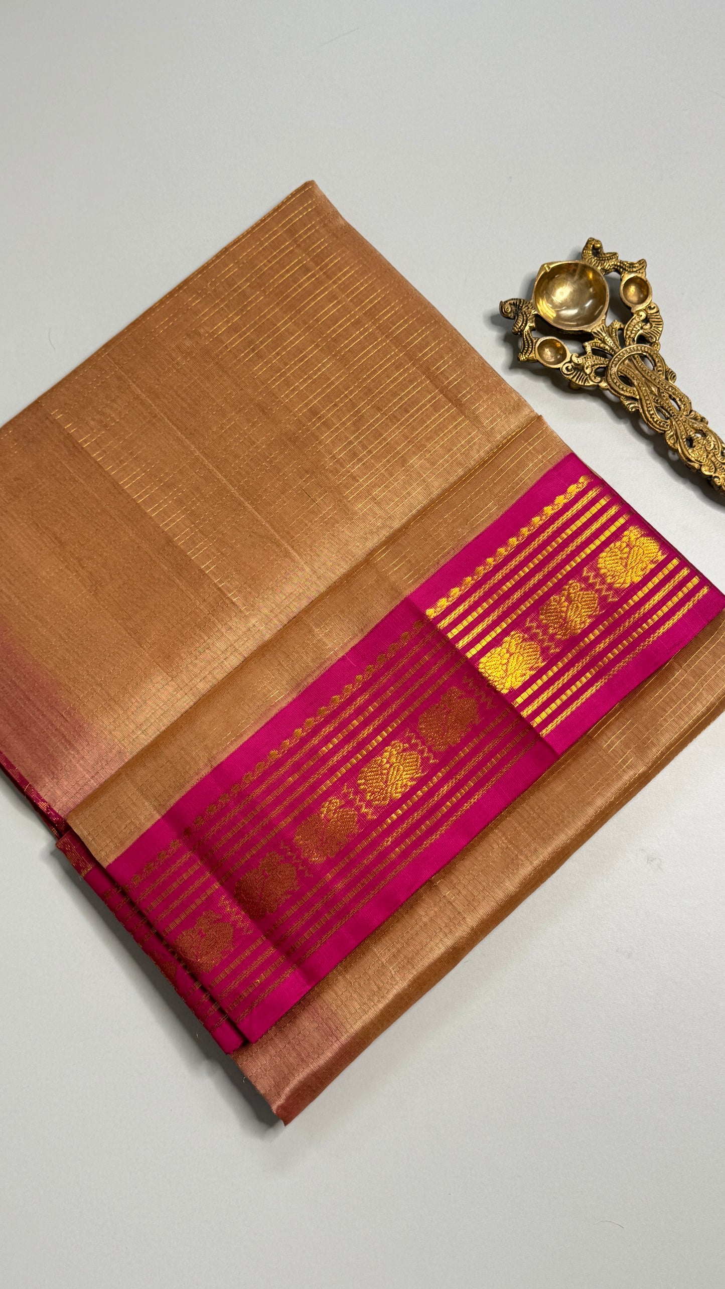 Zari Lines Pure Silk Cotton Saree with Korvai Border