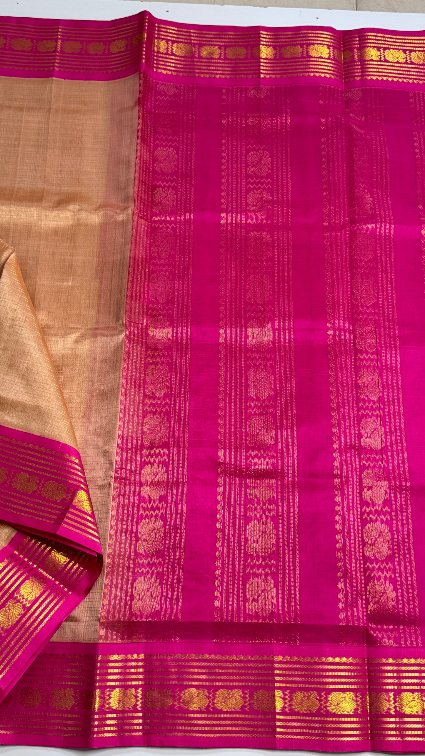 Zari Lines Pure Silk Cotton Saree with Korvai Border