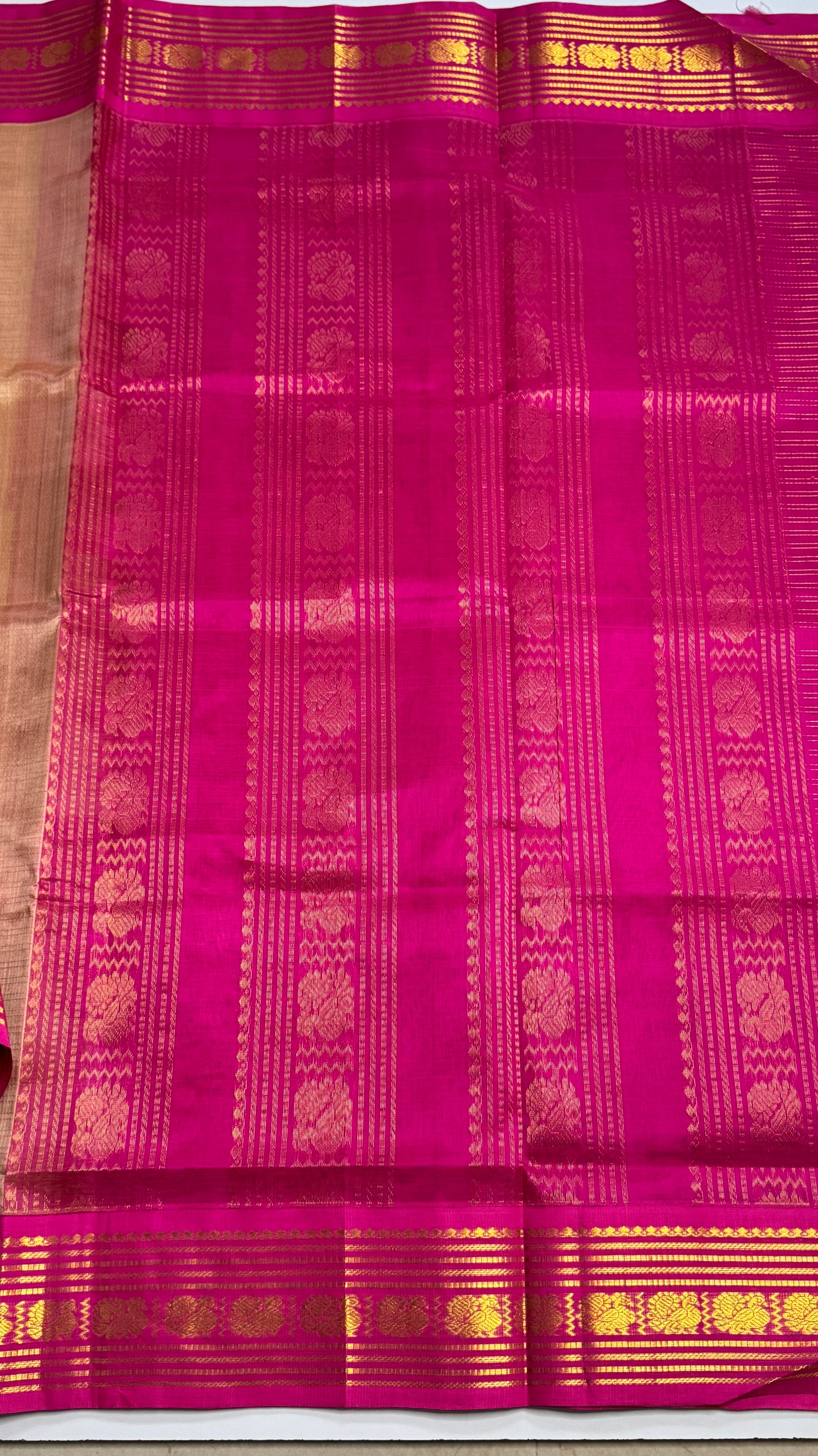 Zari Lines Pure Silk Cotton Saree with Korvai Border